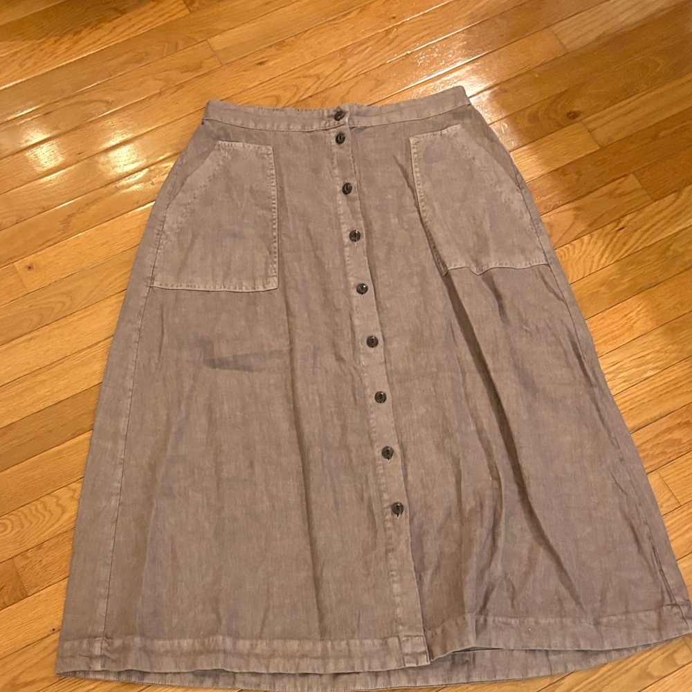 Universal Thread Button-Front A-Line Midi Skirt i… - image 1